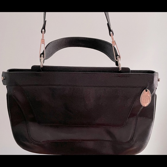 RODO black leather shoulder bag. Wore once. Pristine. Silver tone hardware. - Picture 5 of 5